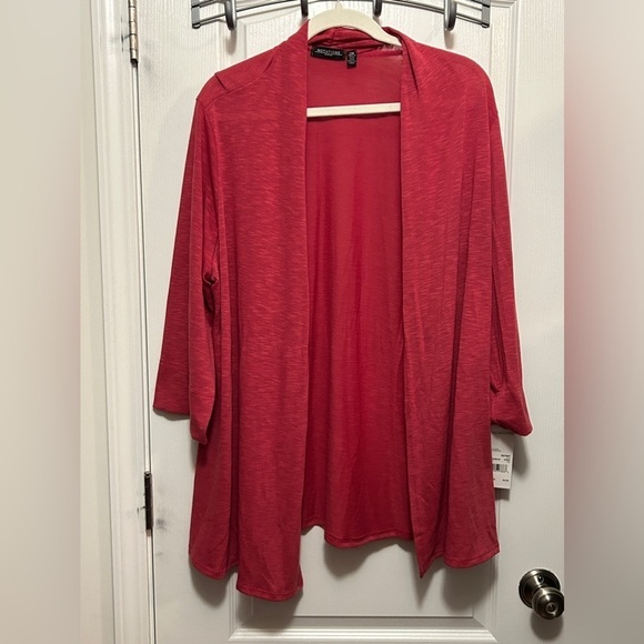 Notations Pink Open Sweater Cardigan women’s 2X hot pink fuchsia preppy classic - Picture 1 of 15